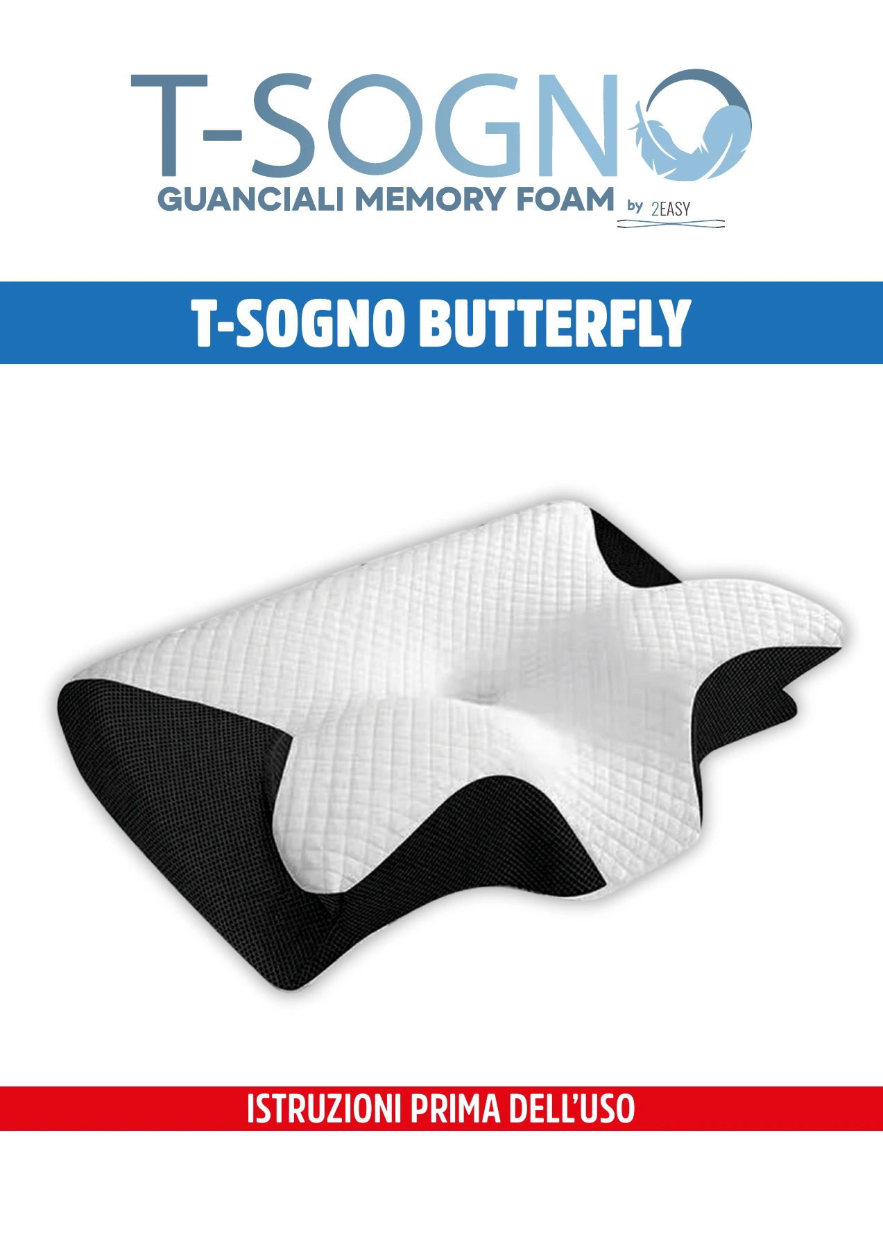 Copertina delle istruzioni T-Sogno Butterfly, guanciale memory foam.